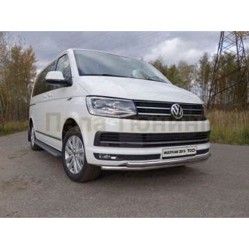 Защита передняя двойная 42-42 мм ТСС для Volkswagen Transporter T6 2015-