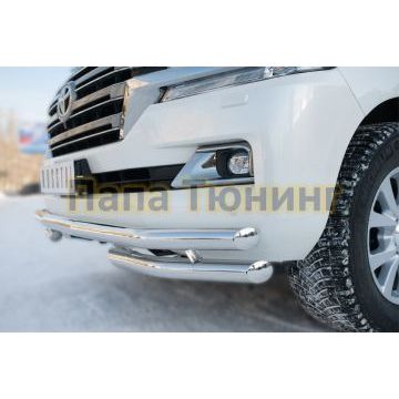 Защита передняя двойная с уголками d57-d57 РусСталь для Toyota Land Cruiser 200 2015-