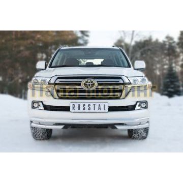 Защита передняя двойная с уголками d57-d57 РусСталь для Toyota Land Cruiser 200 2015-