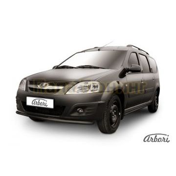 Защита переднего бампера чёрная сталь 42 мм Slitkoff для Lada Largus 2012- Защита переднего бампера чёрная сталь 42 мм Slitkoff для Lada Largus 2012-