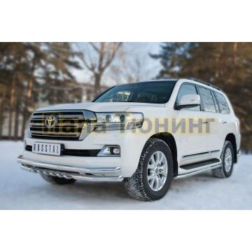 Защита передняя тройная уголки и зубы d57-d57-d42 РусСталь для Toyota Land Cruiser 200 2015-