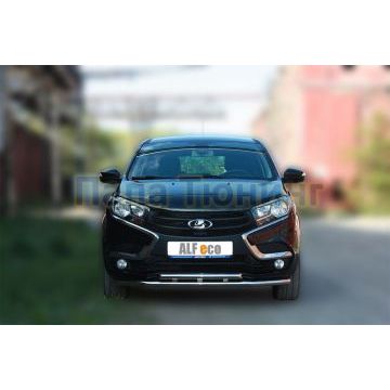 Защита передняя двойная 50-42 мм ALFeco для Lada X-RAY 2016-