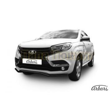 Защита передняя чёрная сталь волна 42 мм Slitkoff для Lada X-RAY 2016-