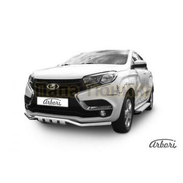 Защита передняя волна с декором 42 мм Slitkoff для Lada X-RAY 2016-