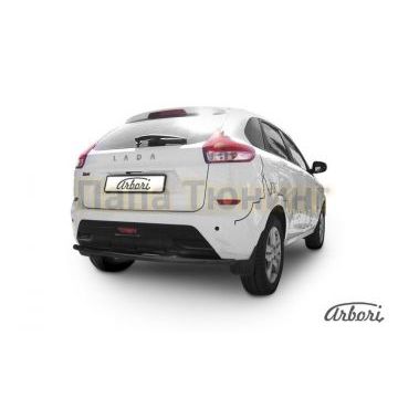 Защита заднего бампера чёрная сталь 42 мм Slitkoff для Lada X-RAY 2016-