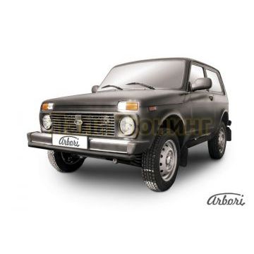 Защита переднего бампера чёрная сталь 57 мм Slitkoff для Нива ВАЗ 2121 1976- Защита переднего бампера чёрная сталь 57 мм Slitkoff для Нива ВАЗ 2121 1976-