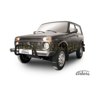 Защита передняя чёрная сталь низкая 57 мм Slitkoff для Нива ВАЗ 2121 1976- Защита передняя чёрная сталь низкая 57 мм Slitkoff для Нива ВАЗ 2121 1976-