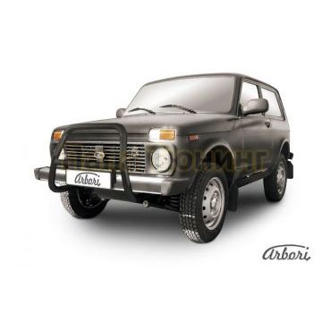 Защита передняя чёрная сталь высокая 57 мм Slitkoff для Нива ВАЗ 2121 1976- Защита передняя чёрная сталь высокая 57 мм Slitkoff для Нива ВАЗ 2121 1976-