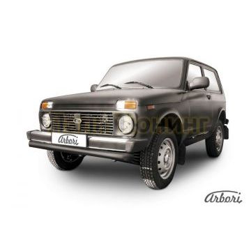 Защита переднего бампера чёрная сталь 76 мм Slitkoff для Нива ВАЗ 2121 1976- Защита переднего бампера чёрная сталь 76 мм Slitkoff для Нива ВАЗ 2121 1976-