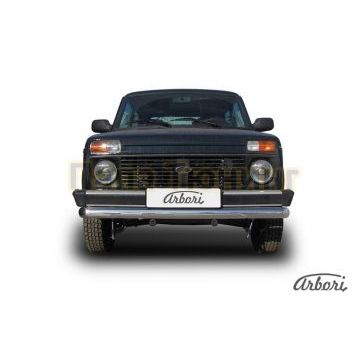 Защита переднего бампера 76 мм Slitkoff для Нива ВАЗ 21213 1976- Защита переднего бампера 76 мм Slitkoff для Нива ВАЗ 21213 1976-