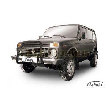 Защита передняя чёрная сталь высокая 57 мм Slitkoff для Нива ВАЗ 2131 1993- Защита передняя чёрная сталь высокая 57 мм Slitkoff для Нива ВАЗ 2131 1993-