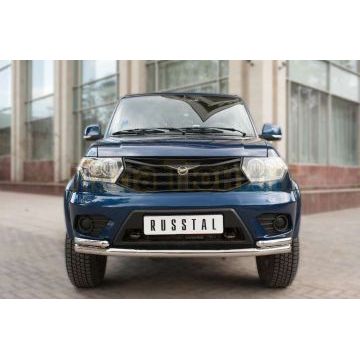 Защита передняя двойная d57-42х2 мм РусСталь для УАЗ Патриот 2015-