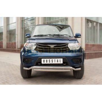 Защита передняя двойная 63-75х42 мм РусСталь для УАЗ Патриот 2015-