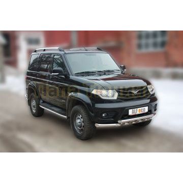 Защита передняя двойная 76-60 мм ALFeco для УАЗ Патриот 2014-