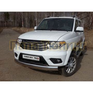 Защита переднего бампера овальная 120х60 мм ТСС для УАЗ Патриот 2015- Защита переднего бампера овальная 120х60 мм ТСС для УАЗ Патриот 2015-