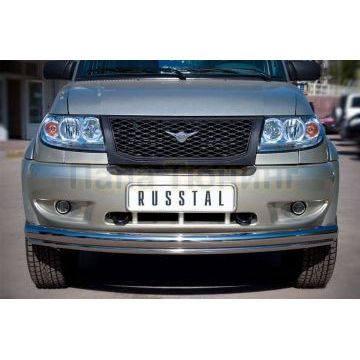 Защита передняя двойная d76-d42 РусСталь для УАЗ Патриот 3163 2005-2014