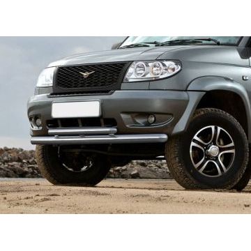 Защита передняя двойная 76-57 мм Rival для УАЗ 3163 Патриот 2005-2014