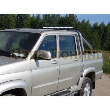 Защита кузова пикапа с фарой 75х42 мм ТСС для УАЗ Патриот Пикап 2015-