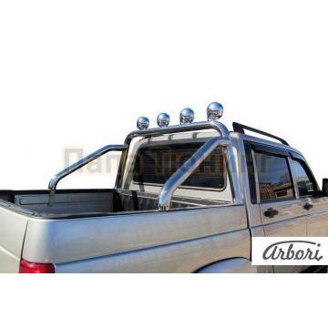 Защита кузова пикап с креплениями под ПТФ 76 мм Slitkoff для УАЗ Патриот Пикап 2008-2014 Защита кузова пикап с креплениями под ПТФ 76 мм Slitkoff для УАЗ Патриот Пикап 2008-2014