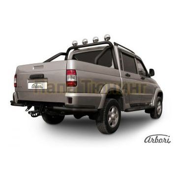 Защита задняя двойные уголки чёрная сталь 57-42 мм Slitkoff для УАЗ Патриот Пикап 2008-2014 Защита задняя двойные уголки чёрная сталь 57-42 мм Slitkoff для УАЗ Патриот Пикап 2008-2014