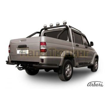 Защита задняя двойные уголки чёрная сталь 76-42 мм Slitkoff для УАЗ Патриот Пикап 2008-2014 Защита задняя двойные уголки чёрная сталь 76-42 мм Slitkoff для УАЗ Патриот Пикап 2008-2014