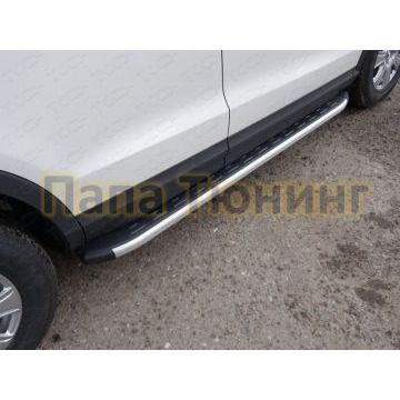 Пороги алюминиевые ТСС с накладкой для Audi Q3 2011-2018 Пороги алюминиевые ТСС с накладкой для Audi Q3 2011-2018