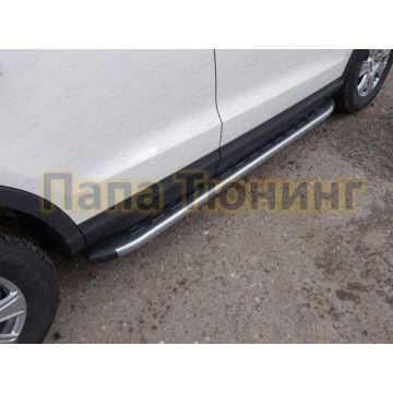 Пороги алюминиевые ТСС с накладкой серебристые для Audi Q3 2011-2018 Пороги алюминиевые ТСС с накладкой серебристые для Audi Q3 2011-2018