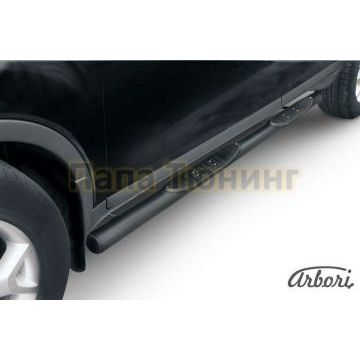 Пороги чёрная сталь труба с накладками 76 мм Slitkoff для Ford Kuga 2008-2013 Пороги чёрная сталь труба с накладками 76 мм Slitkoff для Ford Kuga 2008-2013