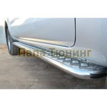 Пороги с площадкой алюминиевый лист d42 РусСталь для Ford Ranger 2012-2015