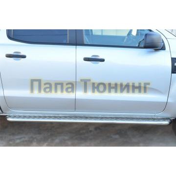 Пороги с площадкой алюминиевый лист d42 РусСталь для Ford Ranger 2012-2015