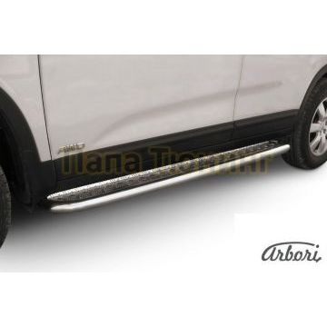 Пороги с площадкой алюминиевый лист 42 мм Slitkoff для Kia Sorento 2009-2012 Пороги с площадкой алюминиевый лист 42 мм Slitkoff для Kia Sorento 2009-2012