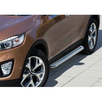Пороги с площадкой нержавеющий лист 57 мм Rival для Kia Sorento Prime 2015-
