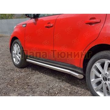 Пороги труба d57 вариант 1 РусСталь для Kia Soul 2016-2019