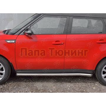 Пороги труба d57 вариант 1 РусСталь для Kia Soul 2016-2019