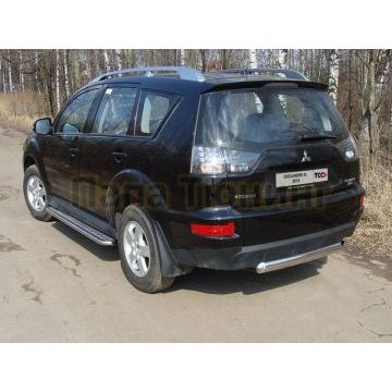 Пороги с площадкой алюминиевый лист 42 мм ТСС для Mitsubishi Outlander 2010-2012