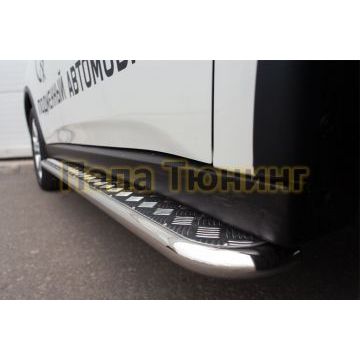 Пороги с площадкой алюминиевый лист d42 РусСталь для Mitsubishi Outlander 2014-2015