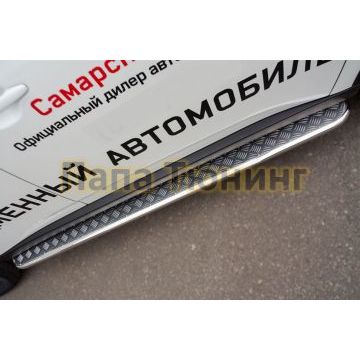 Пороги с площадкой алюминиевый лист d42 РусСталь для Mitsubishi Outlander 2014-2015