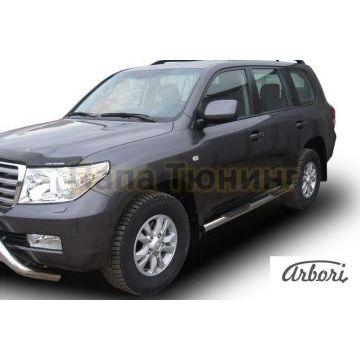 Пороги труба с накладками 76 мм Slitkoff для Toyota Land Cruiser 200 2007-2011 Пороги труба с накладками 76 мм Slitkoff для Toyota Land Cruiser 200 2007-2011