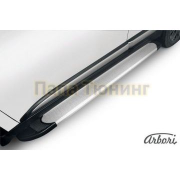 Пороги алюминиевые Arbori Optima Silver серебристые для Mitsubishi Outlander 2015-