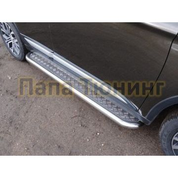 Пороги с площадкой алюминиевый лист 60 мм для Mitsubishi Outlander 2018- Пороги с площадкой алюминиевый лист 60 мм для Mitsubishi Outlander 2018-