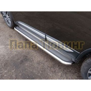 Пороги с площадкой нержавеющий лист 60 мм для Mitsubishi Outlander 2018- Пороги с площадкой нержавеющий лист 60 мм для Mitsubishi Outlander 2018-