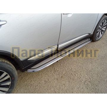 Пороги с площадкой нержавеющий лист 75х42 мм для Mitsubishi Outlander 2018- Пороги с площадкой нержавеющий лист 75х42 мм для Mitsubishi Outlander 2018-