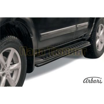 Защита штатных порогов чёрная сталь труба 42 мм Slitkoff для Nissan Pathfinder 2004-2009 Защита штатных порогов чёрная сталь труба 42 мм Slitkoff для Nissan Pathfinder 2004-2009