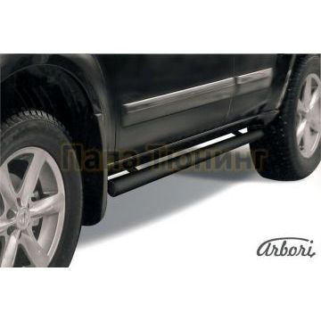 Защита штатных порогов чёрная сталь труба 76 мм Slitkoff для Nissan Pathfinder 2004-2009 Защита штатных порогов чёрная сталь труба 76 мм Slitkoff для Nissan Pathfinder 2004-2009