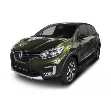 Пороги алюминиевые Rival Black-Premium для Renault Kaptur 2016-