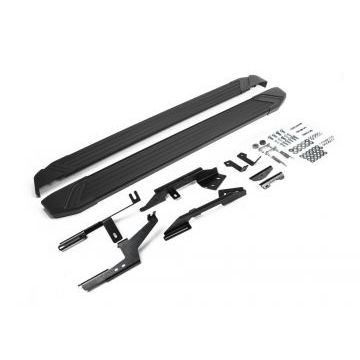 Пороги алюминиевые Rival Black Start для Renault Kaptur 2016-