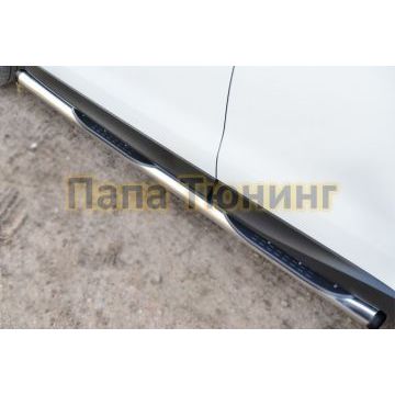 Пороги труба с накладками d76 вариант 2 РусСталь для Subaru Forester SJ 2013-2016