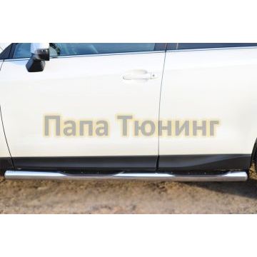 Пороги труба с накладками d76 вариант 3 РусСталь для Subaru Forester SJ 2013-2016