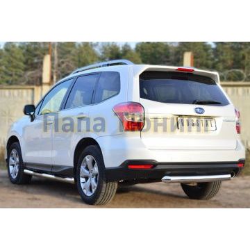 Пороги труба с накладками d76 вариант 3 РусСталь для Subaru Forester SJ 2013-2016