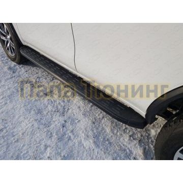 Пороги алюминиевые с накладкой ТСС чёрные для Toyota Fortuner 2017- Пороги алюминиевые с накладкой ТСС чёрные для Toyota Fortuner 2017-
